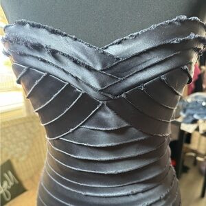 BCBGMaxAzria Black Strapless Layered Dress